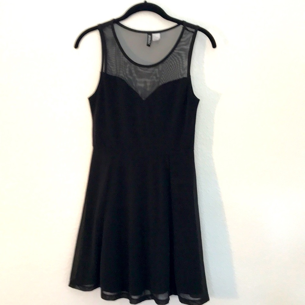 H&M Black Sheer Lined Dress sz S